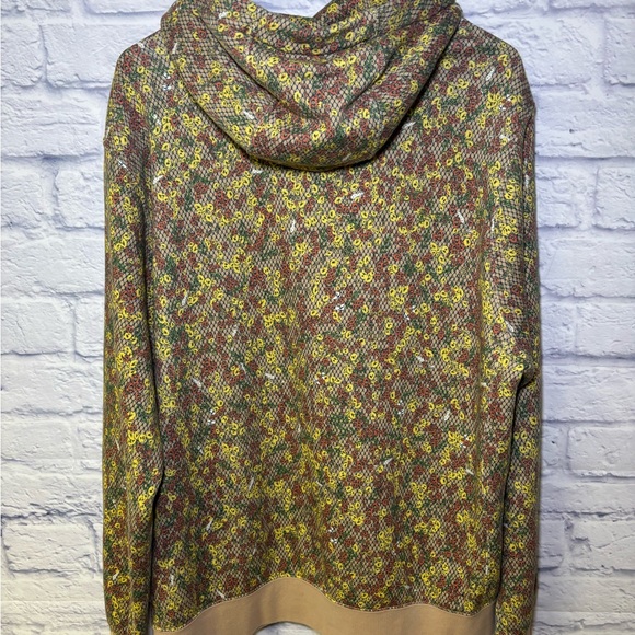 Nike Floral Hoodie Sweatshirt Sportswear Club Fleece Pullover Tan Mens Large - Picture 9 of 13